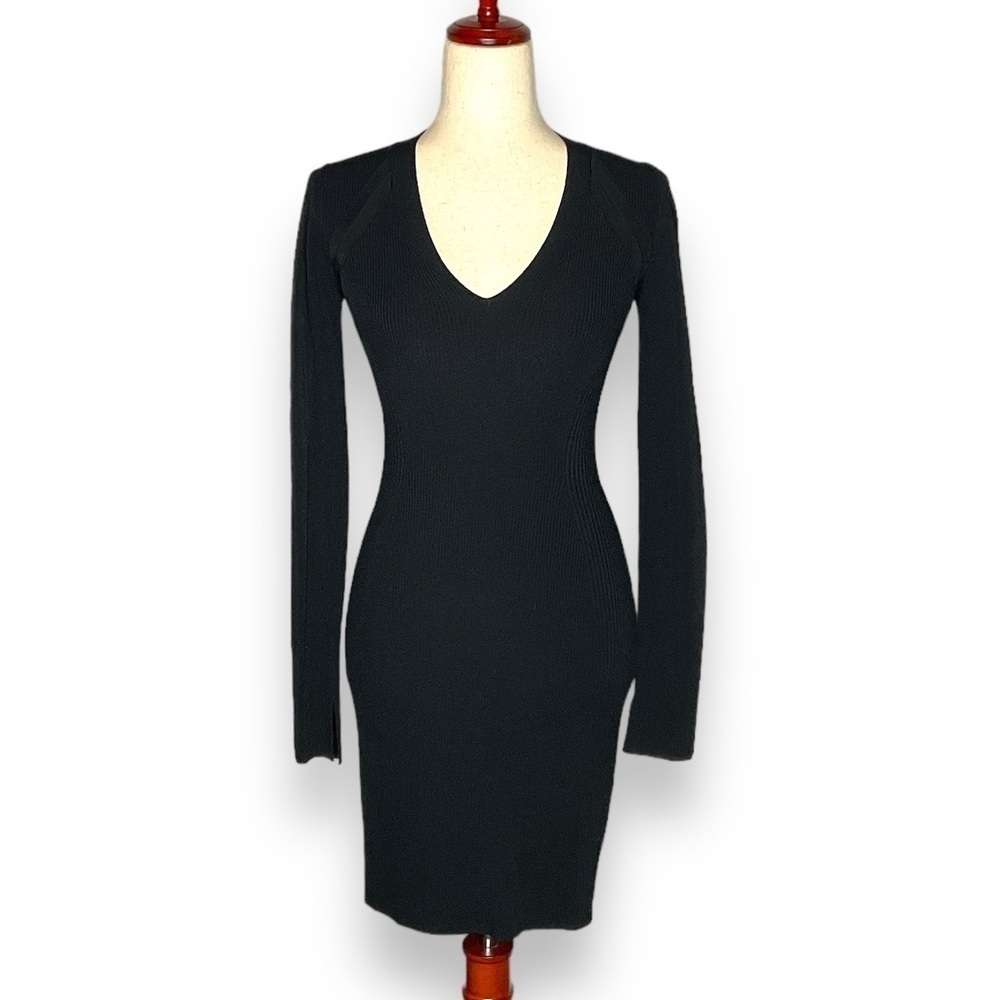 NWT Rag & Bone Black Ribbed Cutout Back Long Sleeve Stretch Bodycon Gail Mini S